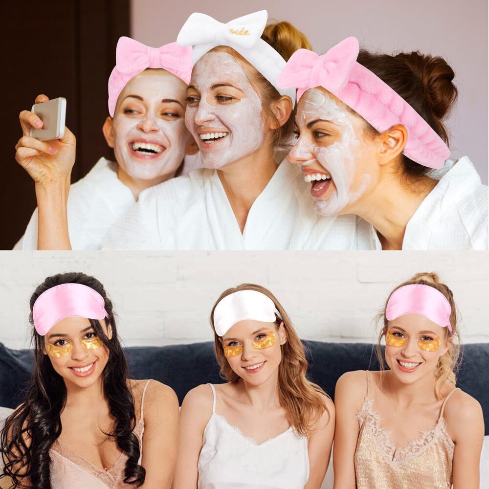 2812 12pcs/set Bow Spa Headbands & Eye Masks - Bachelorette Party Favors - Picture 3 of 7